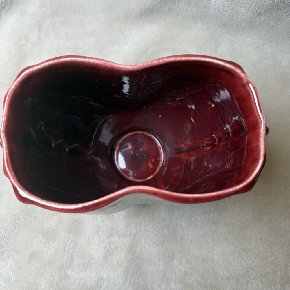 Vintage Burgandy Red Pottery Vase Heart Shaped USA 230 - Picture 3 of 7